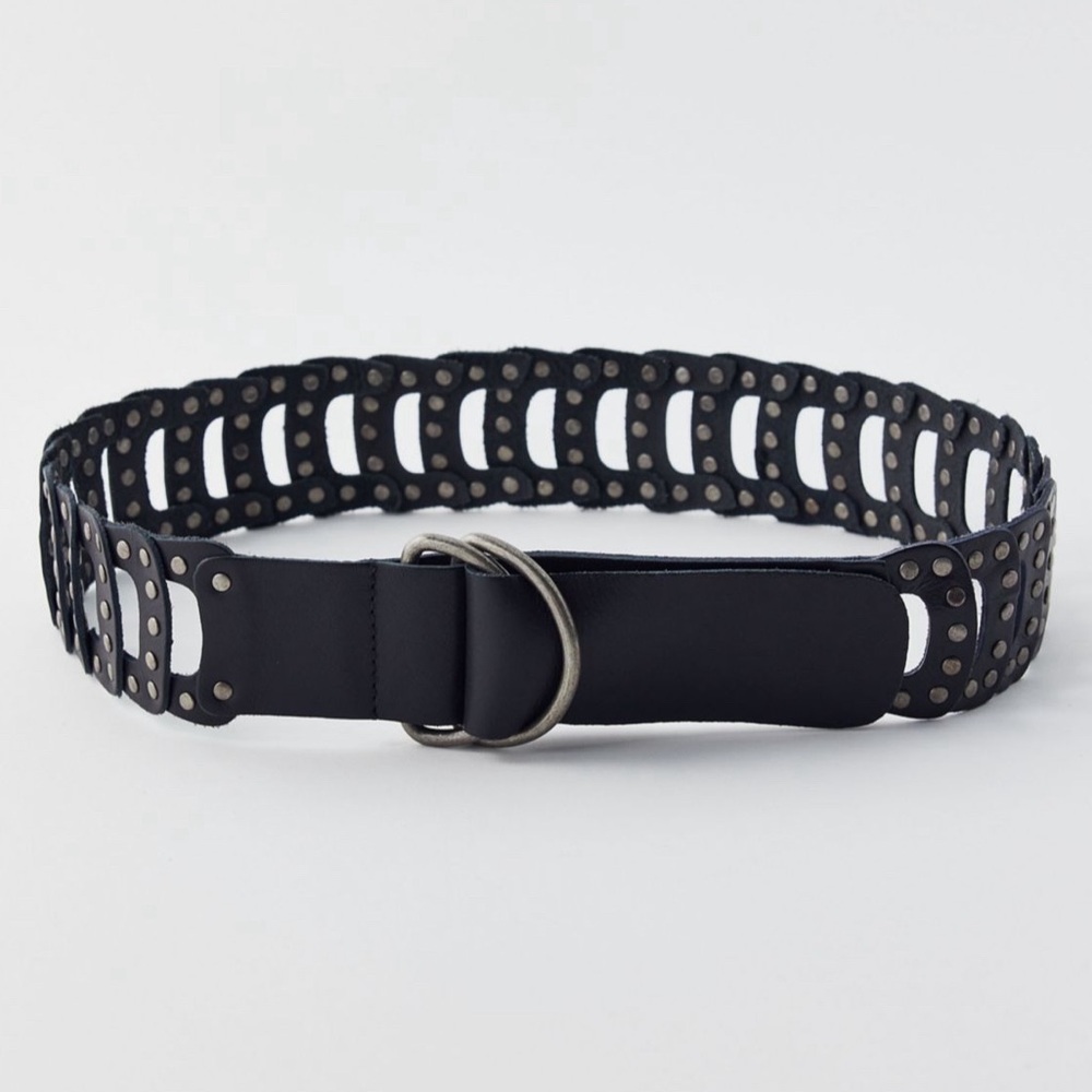 NWT Urban Outfitters Black Open Loop Studded Leather Belt